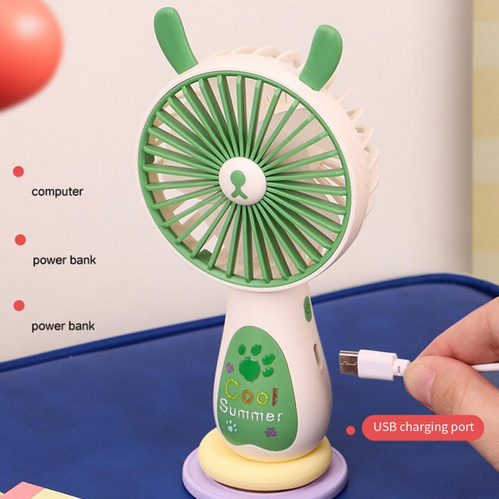 Portable 3 Speed Rechargeable Handheld Fan Desktop Stand-Yellow