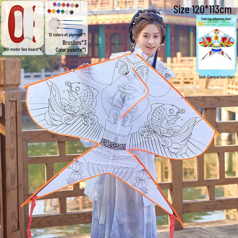 Handmade Children's DIY 1.2m Coloring Kite - Easy To Fly In Light Breeze