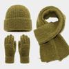 Winter Knit Beanie Scarf Gloves Set Warm Thick Acrylic Unisex Accessory Cold Weather Outdoor Use