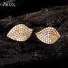 ZAKOL Simple Leaf Shape Micro-set CZ Zircon Stud Earrings Exquisite Fashion Charm Jewelry Gift For Women Girls