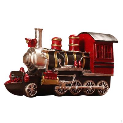Vintage Desktop Resin Ornament Steam Locomotive Head Model Retro Train Vehicle Decoration for Home Shop Office