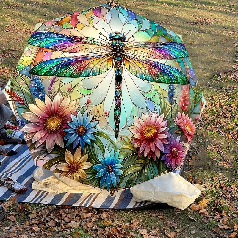 1PC Dragonfly Stained GlassAutomatic Open/Close Umbrella with Windproof, 8-Rib Sturdy Canopy, Durable Ribs, Fashionable Design, Outdoor Accessory, Fun