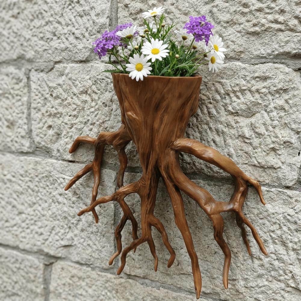 Decorative Hanging Flower Pot Tree Root Shape Plant Container Wall Decoration  Office Decor