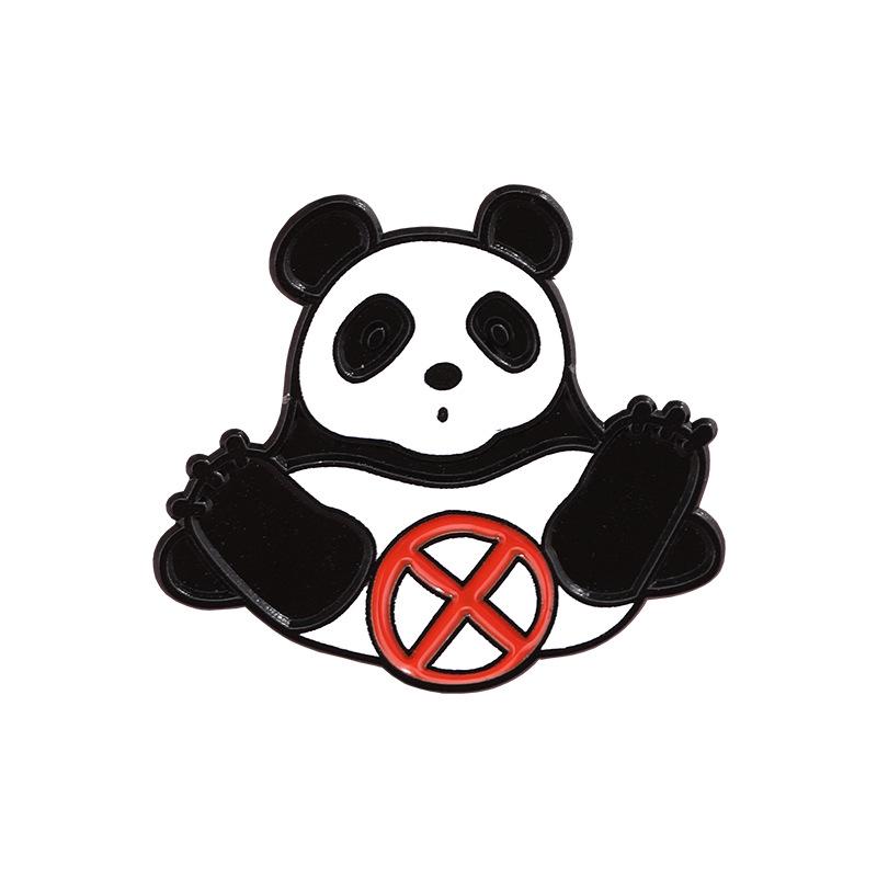 Panda Mom Hugging Baby Panda Brooch with Butterfly Wings