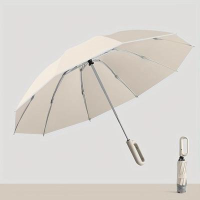 Inverted Umbrella with Carabiner Handle, Ring Buckle Umbrella, Reflective Safety Strip, Sturdy Windproof, Travel Portable, Reverse Automatic Umbrella