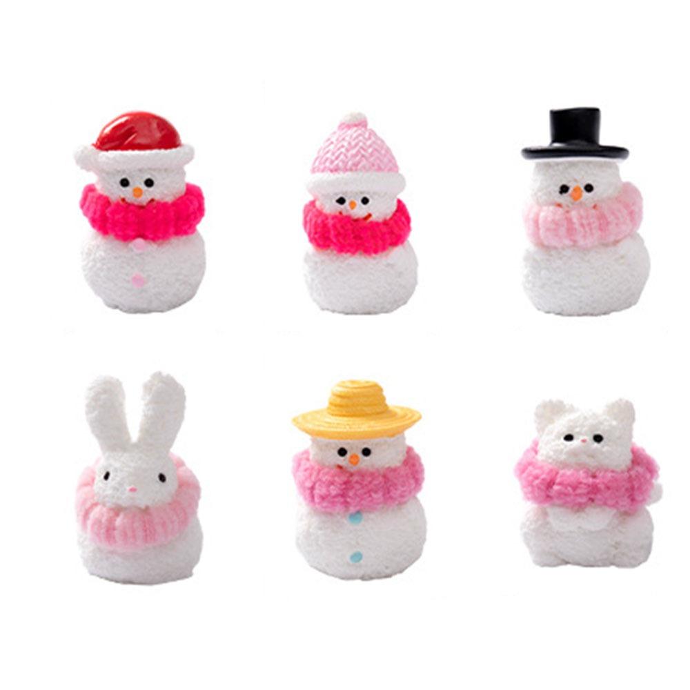 

6pcs/set Cartoon Snowman Miniature Ornaments DIY Merry Christmas Decoration Home Car Decor