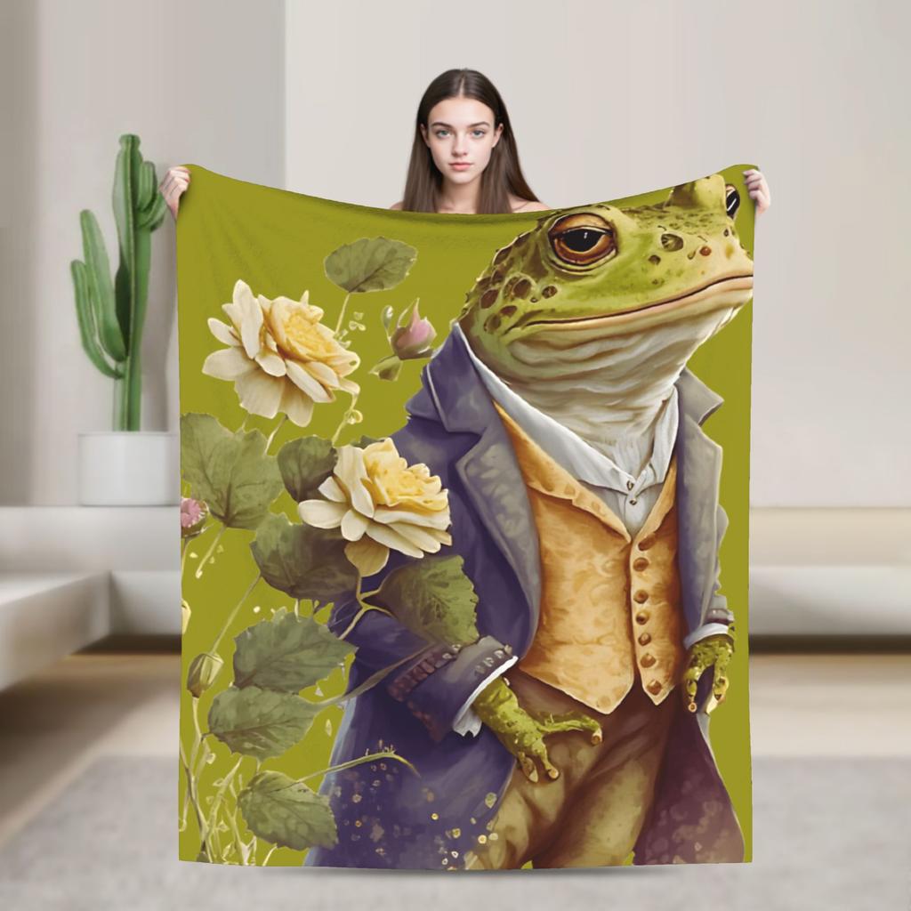 Gentleman Frog Blankets Super Warm Funny Plush Throw Blanket For Girls Boys Home Decor Flannel Bedspread Bed Cover