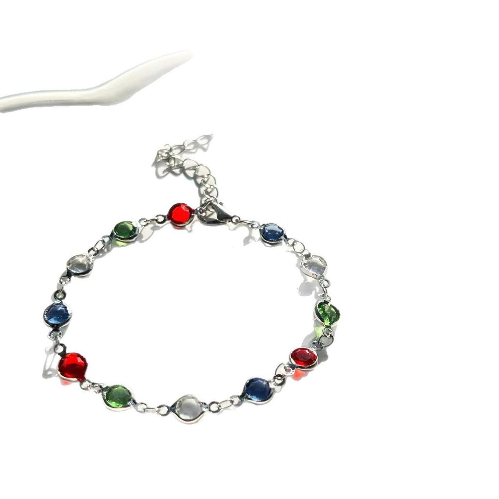 Colorful Rhinestone Y-Shaped Necklace with Faux Pearls & Tassel Sweater Chain