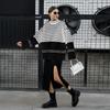 Maglione a righe a collo alto da donna per autunno e inverno