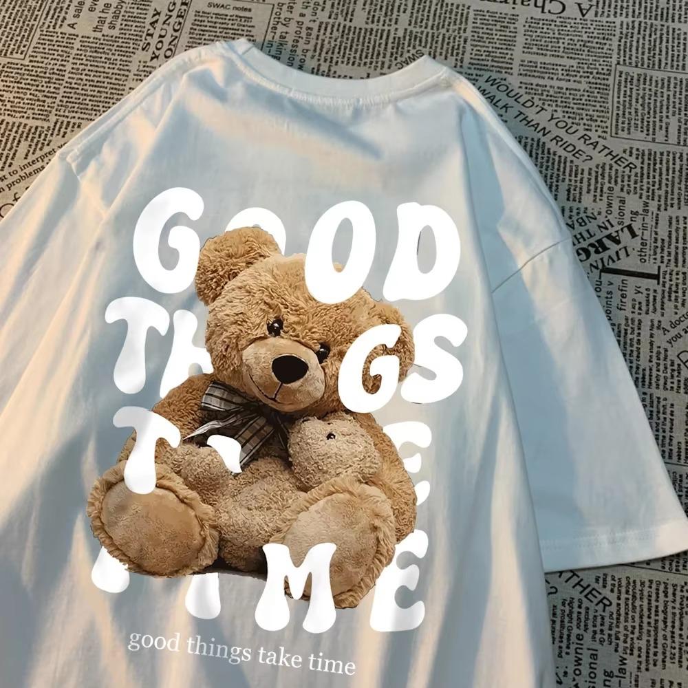 

Хорошие вещи Take Time Teddy Bear Momtshirts O-Neck Kawaii Clothing Fashion Casual Wear Tops Free Cotton Streetwear Summer T Shirt S