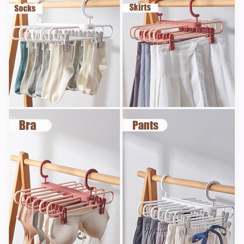 1PCS Folding Trouser Hanger,Retractable Magic Skirt Rack with Adjustable Clip,Multi-functional Organizer Racks for Pants Bra
