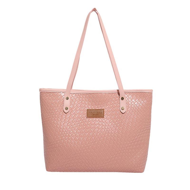 

Вместительная однотонная ретро летняя новая плетеная ромбовидным узором газовая повседневная сумка-багет на плечо для женщин