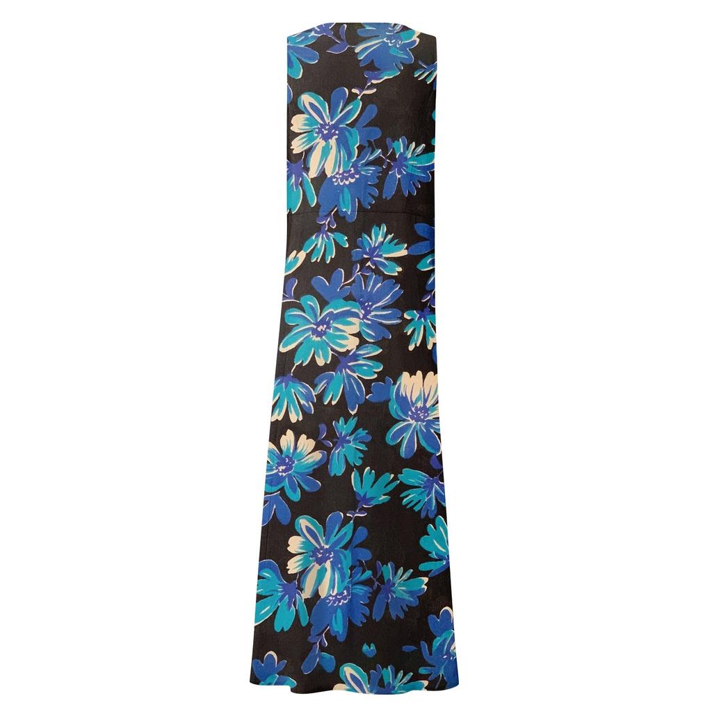 Women's Summer Casual Round Neck Printed Sleeveless Dress With Pockets
