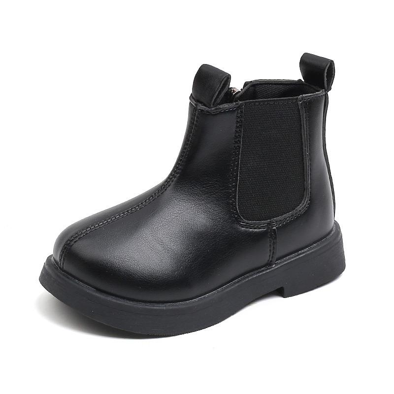 Boys Girls Boots Casual All-Match Comfortable Simple Side Zipper Design Non-Slip Short Boots