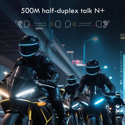 KEBIDUMEI Motorcycle Helmet Headset BT 6.0 500M Half Duplex Intercom Music Sharing IP56 Waterproof 1000mAh With Ambient Light
