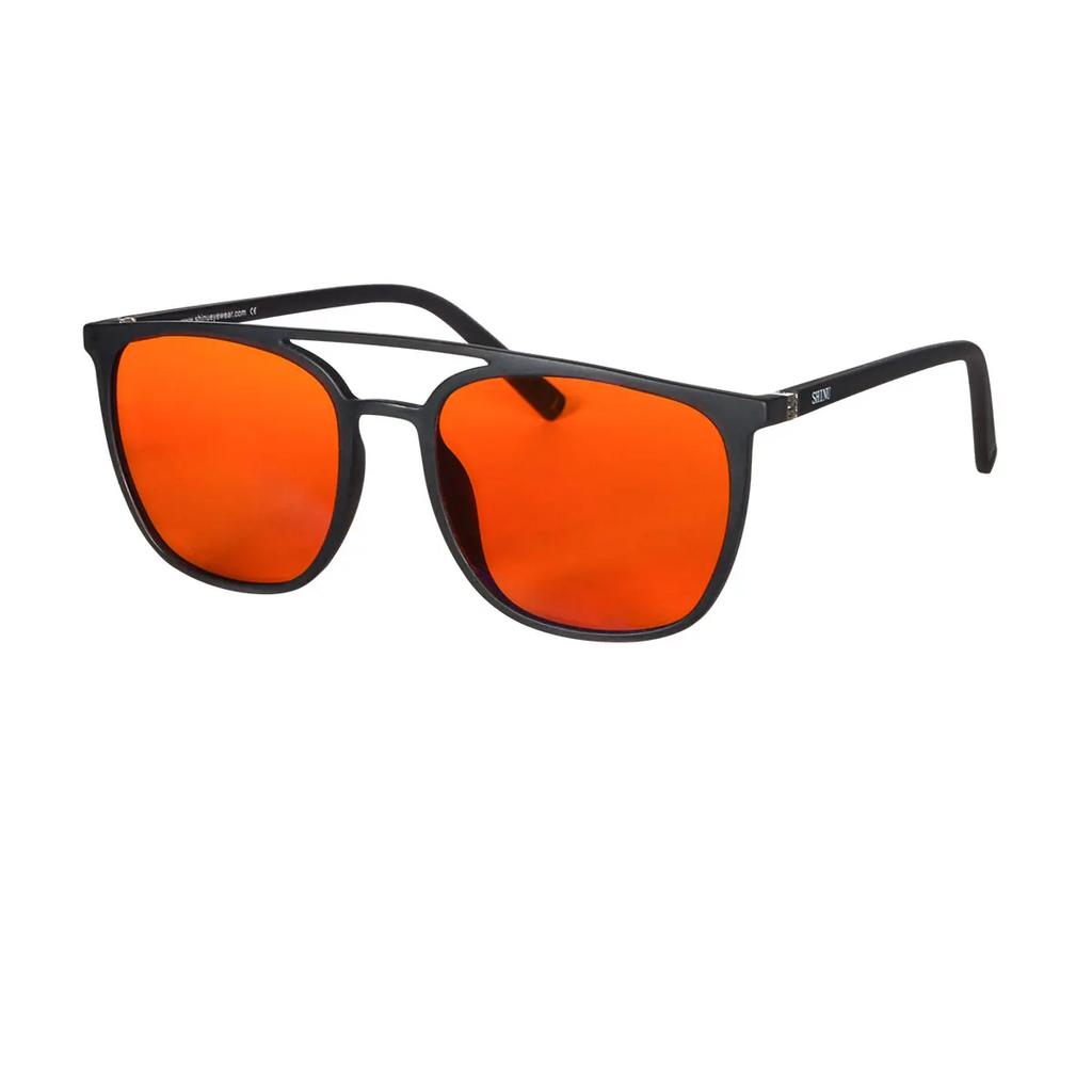SHINU Orange Tinted Computer Glasses Block Blue Light Relieve Eye Strain From Phones Laptops For Men