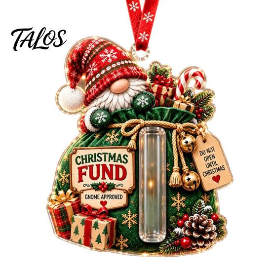 Decorative Hanging Gift Box Gnome Christmas Cash Holder Ornament, Acrylic Pendant for Holiday Tree Decoration, Money Surprise Reveal Kids Adults