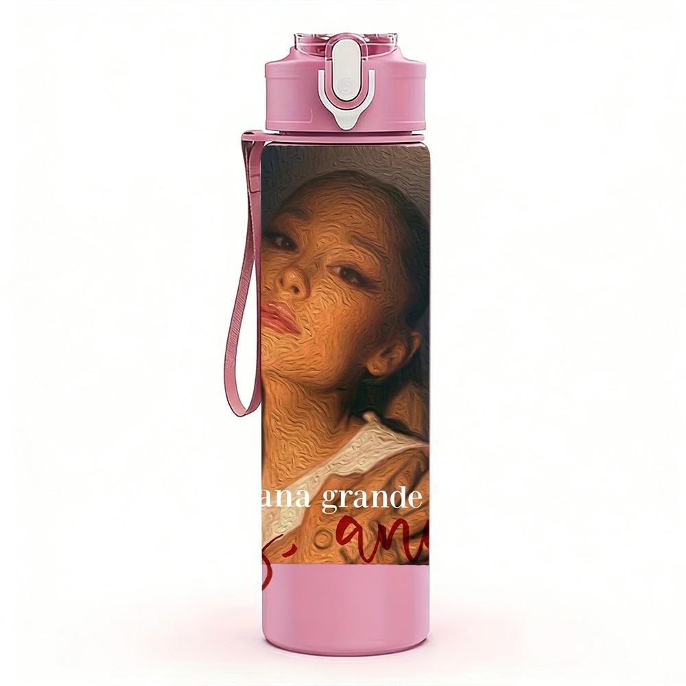 1PC Female Portrait A 750ml Sports Water Bottle Leakproof Straw Lid Outdoor Office Home