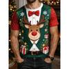 Funny Christmas Tree Fake Suit 3D Print T-shirt Men Women Fashion Short Sleeve Xmas Tops Tees Mens Clothing Reindeer Elk Apparel