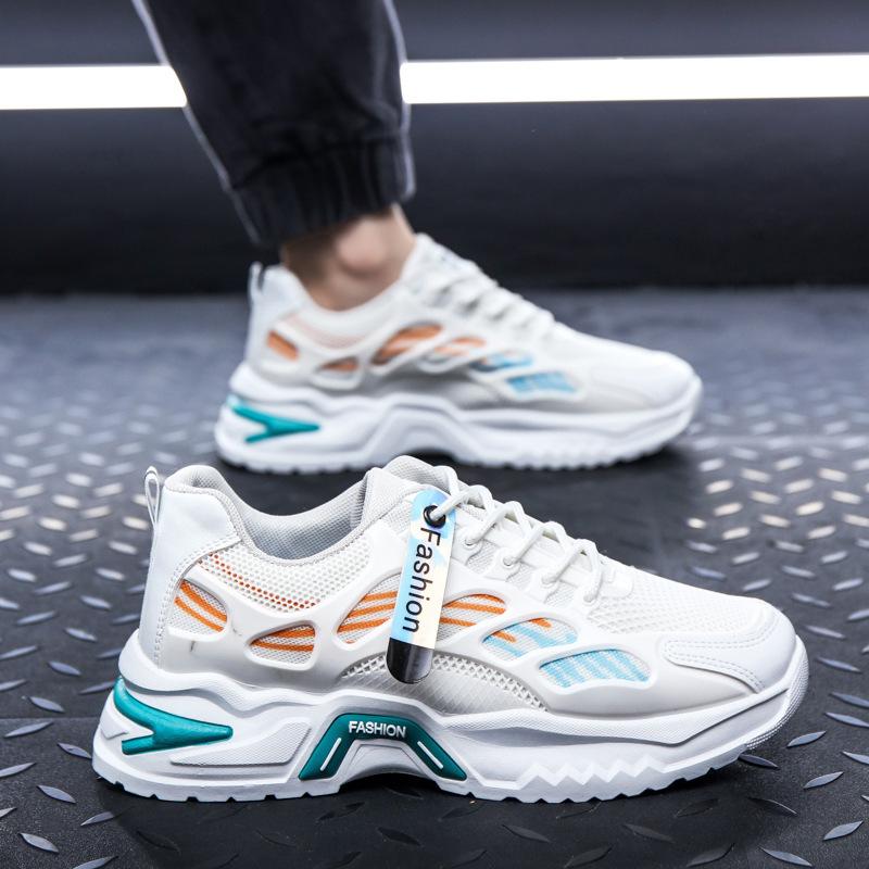 Autumn men's shoes new breathable mesh sports shoes men's trend versatile platform white shoes casual dad trendy shoes