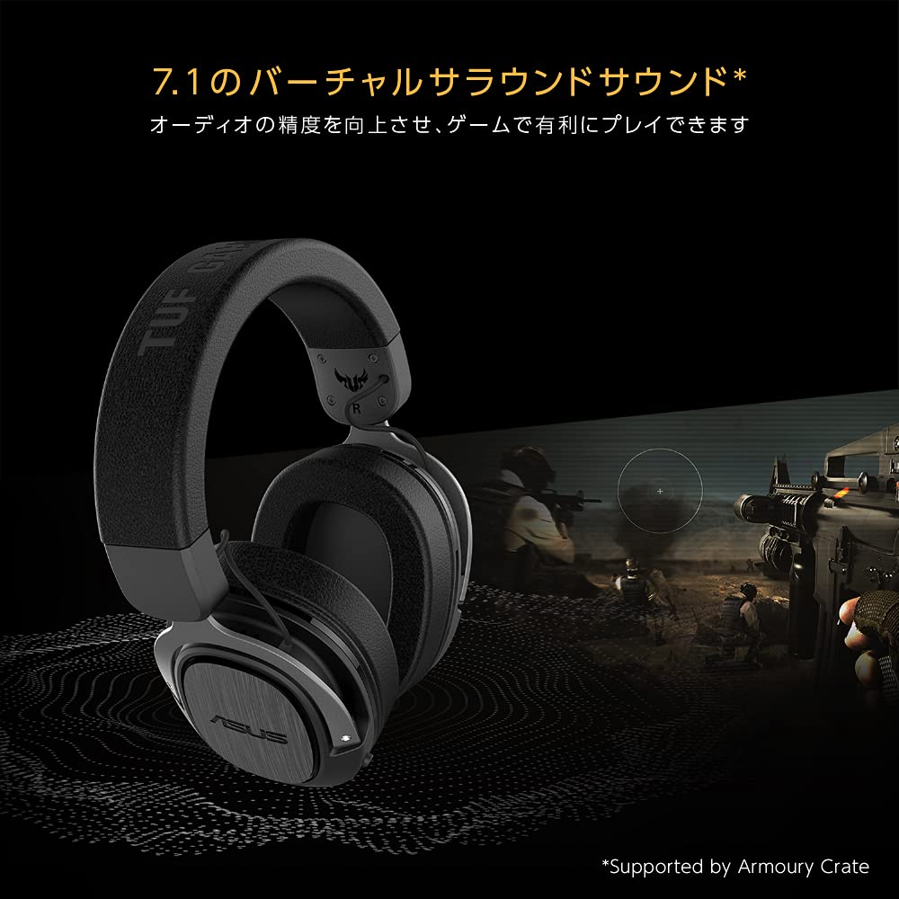 ASUSTek TUF Gaming H3 Kabelloses Gaming-Headset für mit leichtem Design PS5/PS4/PC/Switch/Smartphones, 2,4 GHz Wireless/Typ-C/USB 2.0, Mikrofon,