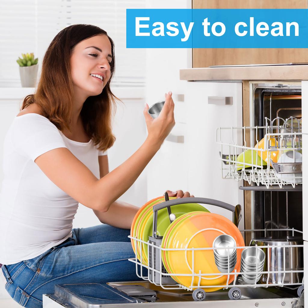 12 Pcs Sauce Dipping Bowl 304 Stainless Steel Dipping Cups Round Sauce Dishes 45/55ml Mini Reusable Seasoning Cups Dipping Cups