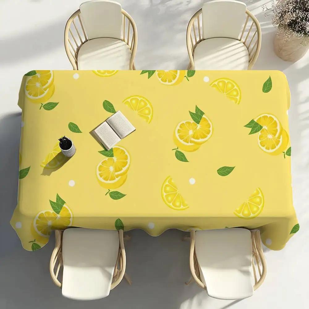 Gelbe Zitronenfrucht Tischdecke Party Dekoration Esszimmer Zuhause Küche Terrassen Wasserdicht Fleckenabweisend Tischdecke