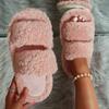 Fashion Women Home Fluffy Slippers Plush Ladies Winter Casual Platform Indoor Slides Flats Warm Open Toe Slippers Women Zapatos Mujer