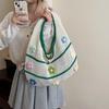 Fashion Knit Beach Bag for Women Large Capacity Summer Tote with 3D Floral Decor Girls Casual Shoulder Handbag Travel Bags KTB