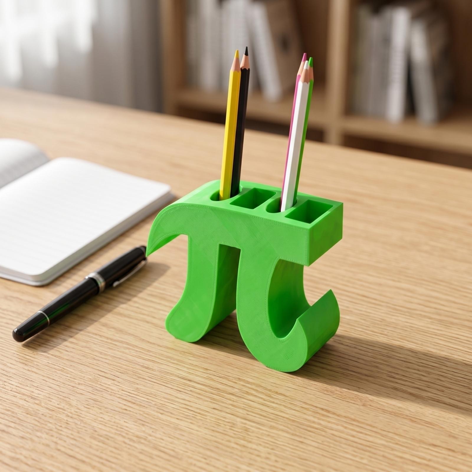 

Creative Pi Symbol Shaped Pen Holder Desk Organizer Modern Geometric Design Stationery Storage Accessory for Office and Home one size зелений