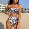 Leopard Print Bandeau Bikini - European & American Style Split Swimsuit