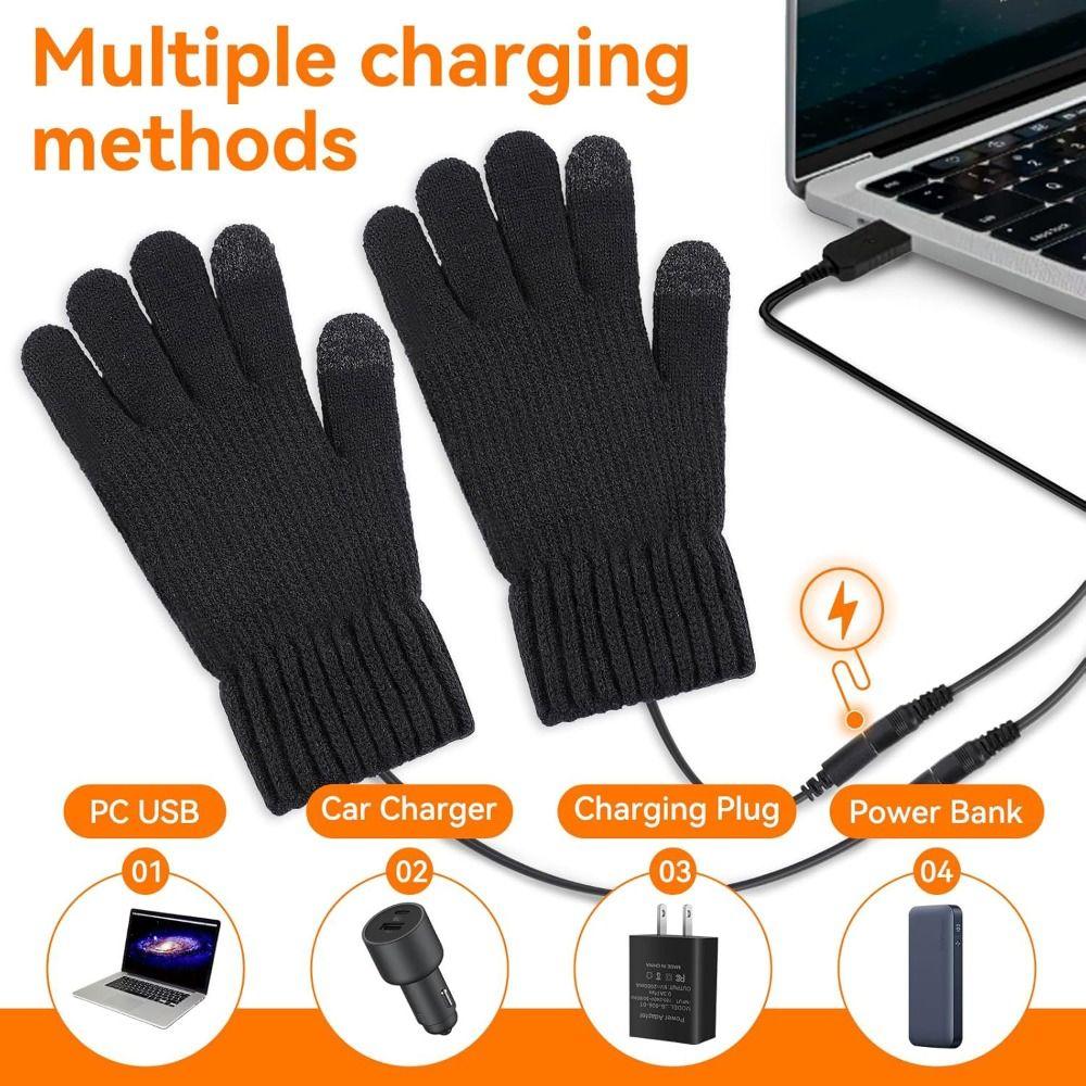 Washable USB Heated Gloves Warm Knitting Gloves Hot Winter Touchscreen Gloves  for Men Women