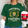 Namaste In The Holiday Spirit T Shirt Christmas Santa Yoga Peace Yogi Yuletide Vintage Versatile Breathable Unisex