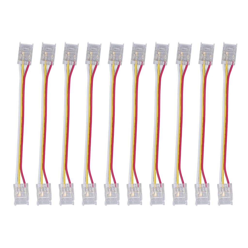 10 Stück LED-Streifenlicht-Verbinderset 3-polig 10 mm Schnellverbindung Starke Kompatibilität COB-Lichtstreifenverbinder für
