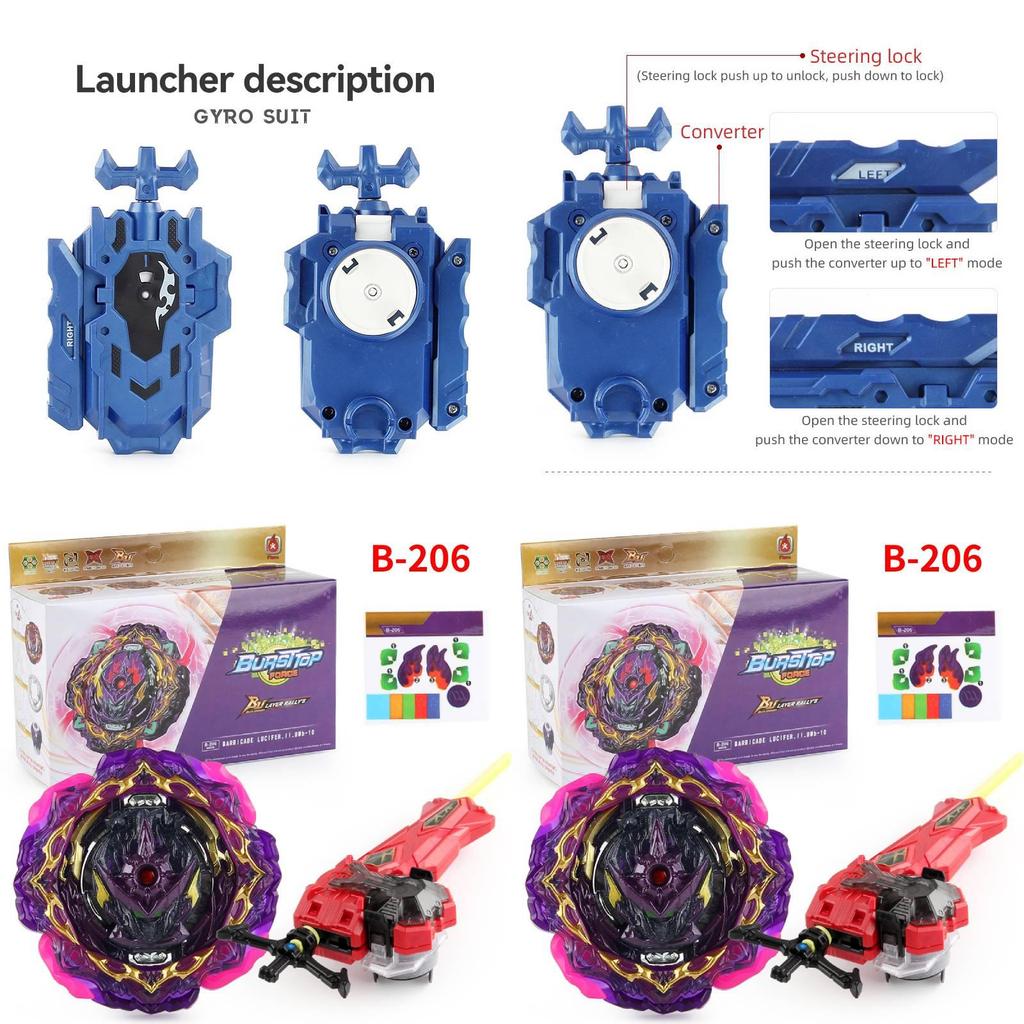 B-206 Festung Luxor Burst Gyro mit Werfer Legierung – Doppelseitiger Zugfaden