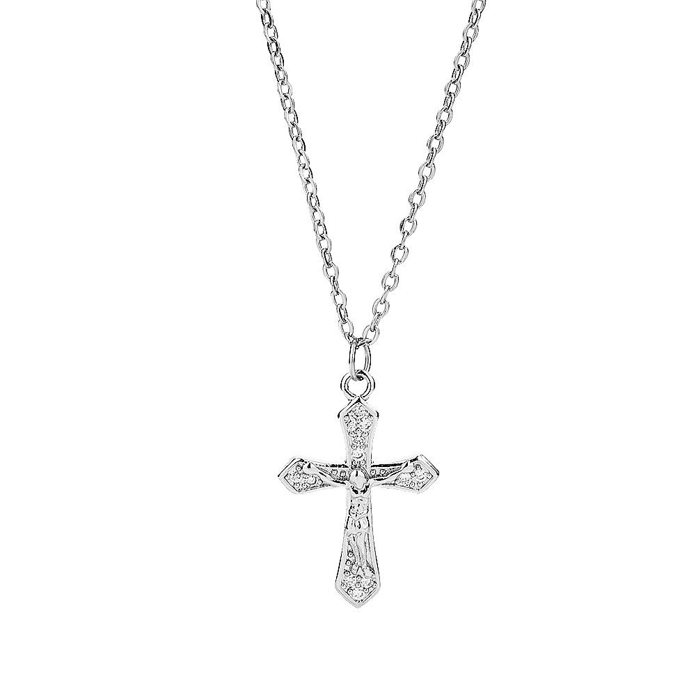Zircon Cross Necklace Trendy Japanese Women'S Hip-Hop Kusa Wind Casual Sweater Chain Sweater Chain Diamond Collarbone Chain
