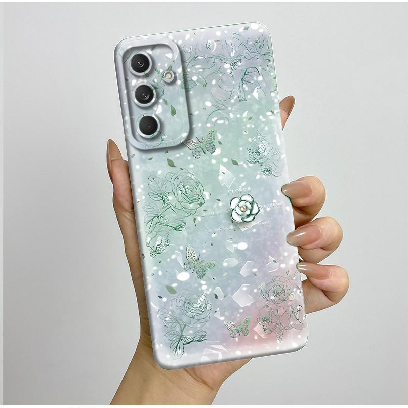 Phone Cover For Samsung Galaxy M35 5G Bumper Silicone Shockproof Pretty Butterfly Flowers Case Coque For Galaxy M 35 M55 Funda