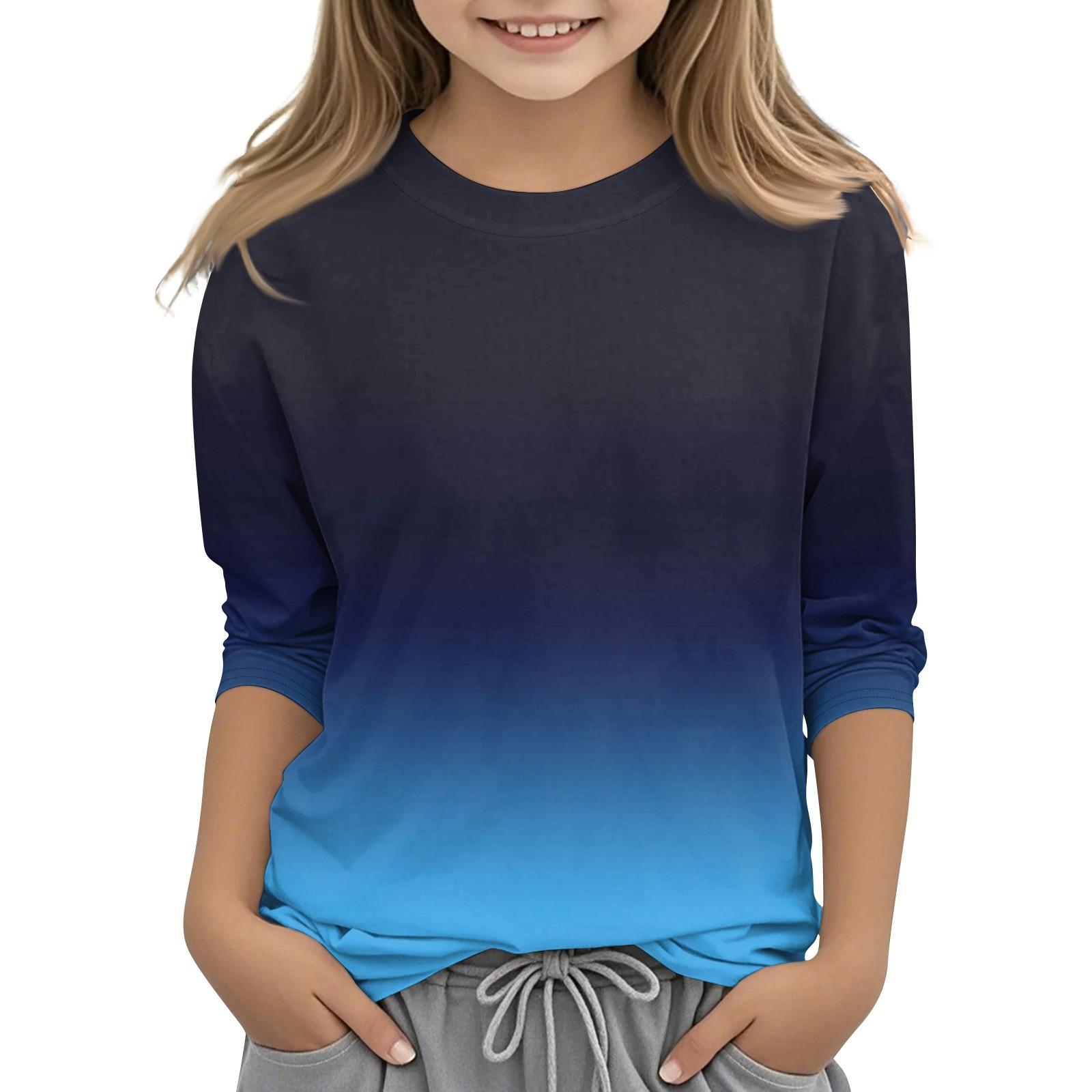 

Детская футболка с круглым вырезом и принтом, рукава 3/4, повседневная футболка 130 синий