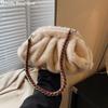 MOODS Pleated Design Faux Fur Shoulder Bags For Women Designer Purses And Handbags Winter Warm Soft Plush Hobo Bags