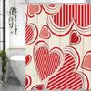 Red Love Shower Curtain, Bathroom Decorative Shower Curtain, Waterproof Shower Curtain with Hooks