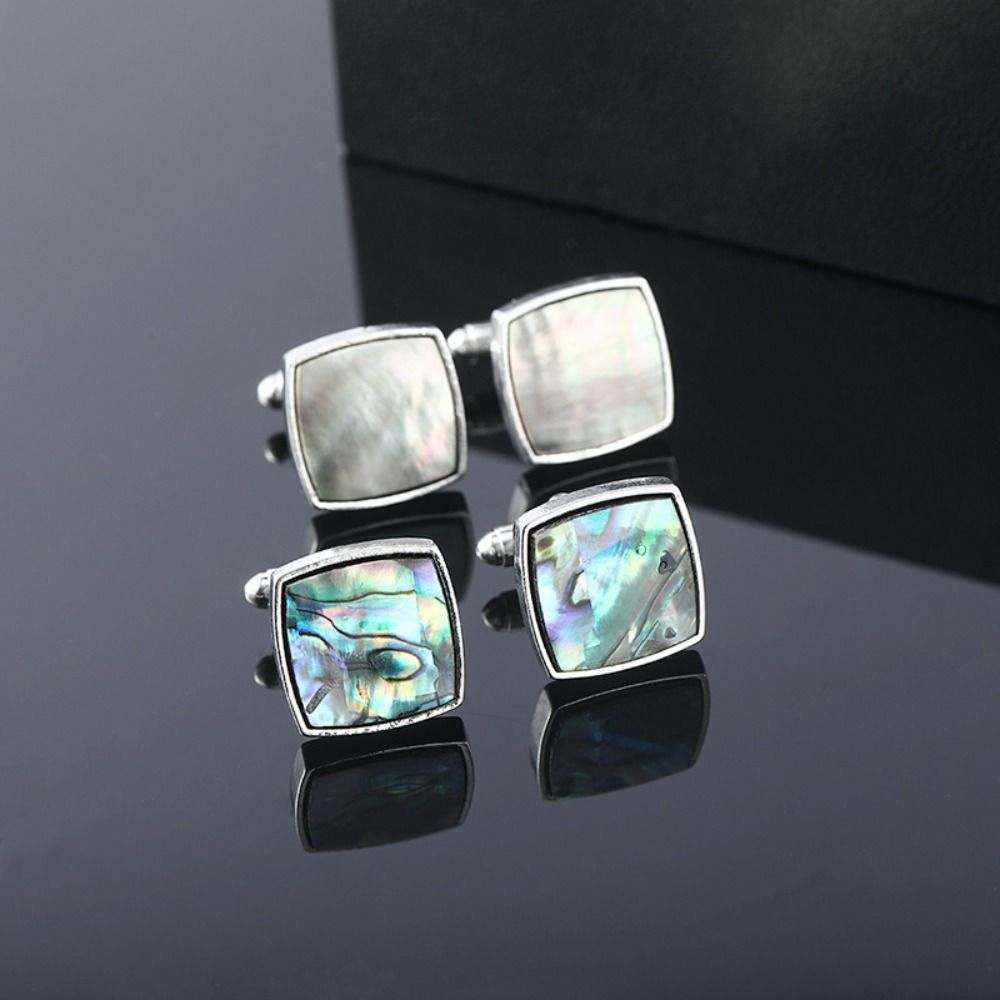 Shell Men Cufflinks Gradient Color Geometric Cufflinks French Shirt Cufflinks  Men Accessories