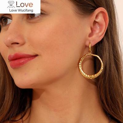 Hip-hop Trend Metal Golden Geometric Ring Earrings Simple Fashion Temperament Earrings Female Party Jewelry Birthday Gift