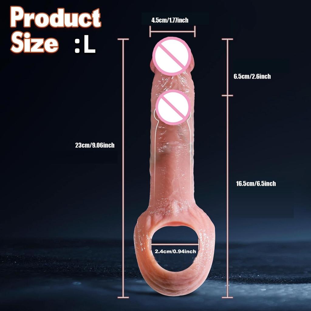 Reusable Penis Sleeve Magnify Cock Ring Delay Ejaculation Penis Condoms Dick Silicone Glans Cover Enlargement Sex Toys For Men