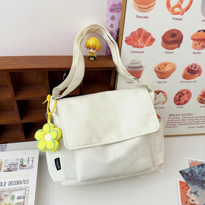 Solid Color Simple Casual Crossbody Bag Large Capacity Japanese Literature and Art Versatile Shoulder Bag Youth Campus Student Tote Bag