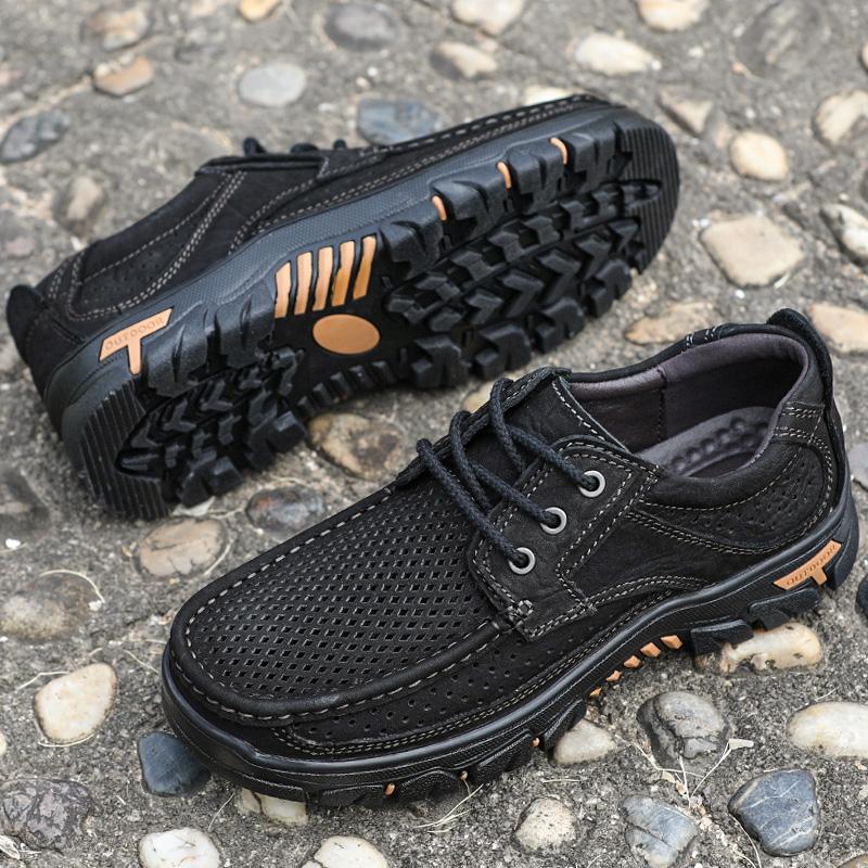 Fashion Men's Casual Leather Shoes High Quality Leather Shoe Outdoor Camping Hiking Shoe Travel Walking Casual Fashion Men Leather Shoes