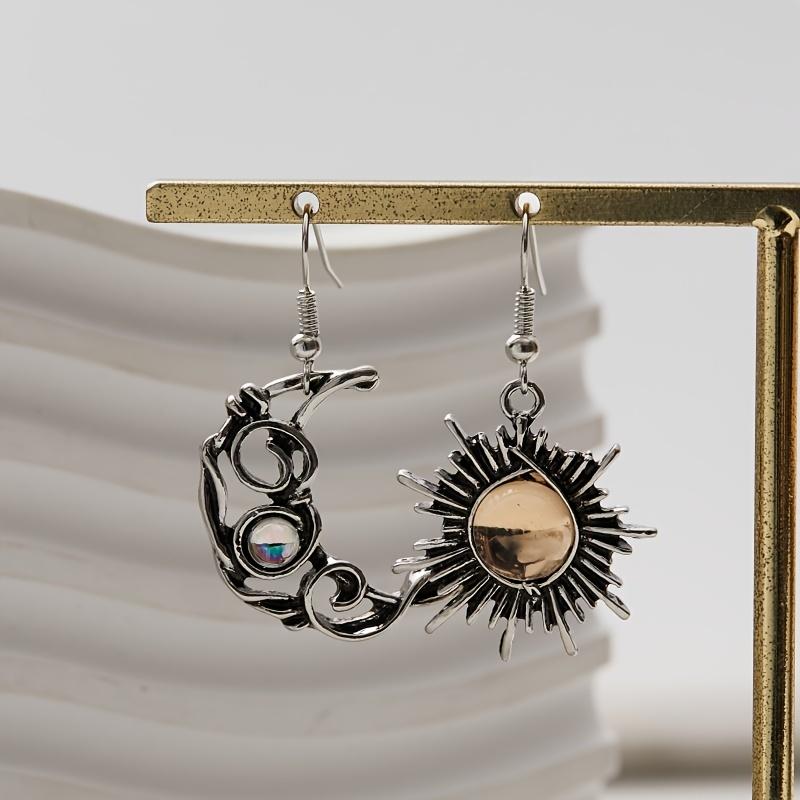 1 Bohemian Style Sun and Moon Crystal Earrings for Women's Fashion Jewelry Gift