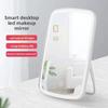 Espejo de maquillaje LED plegable portátil con luz para escritorio y viaje