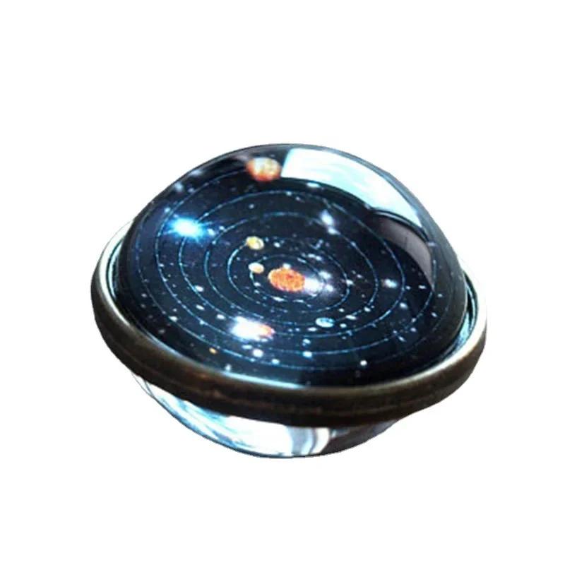 Solar System Universe Space Two-sided Glass Ball Pendant Necklace Popular For Women Men Moon Sun Earth Planet Jewelry