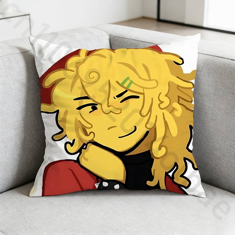 EElliot Anime PPizza Pillow Case Antidustmite Pillowcase Invisible Zipper Silky Short Plush Sofa Cushion Cover