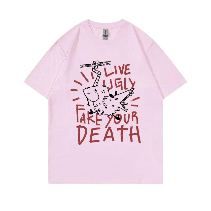 Live Ugly Fake Your Death Tshirt Funny Rat Meme Tshirt Unisex Women Casual Oversized Tops Short Sleeve Unisexs Pure Cotton T Shirts